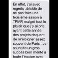 Gérard Louvin officialise son départ de TPMP sur Twitter.