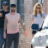 Adam Levine et sa femme Behati Prinsloo tournent le nouveau clip du groupe Maroon 5 à Los Angeles. Le 30 août 2014.