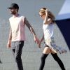 Adam Levine et sa femme Behati Prinsloo tournent le nouveau clip du groupe Maroon 5 à Los Angeles. Le 30 août 2014.