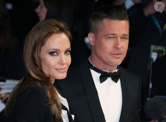 Angelina Jolie et Brad Pitt aux British Academy of Film and Television Awards BAFTA 2014, à Londres, le 16 février 2013.
