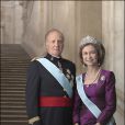  Le roi Juan Carlos Ier et la reine Sofia d'Espagne, photo officielle en mars 2007 à la Zarzuela, à Madrid 