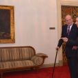Le roi Juan Carlos Ier d'Espagne en visite en Colombie pour l'investiture du président colombien Juan Manuel Santos à Bogota, le 6 août 2014.