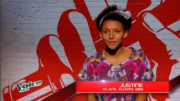 Justine dans The Voice Kids, prime du samedi 5 septembre 2014 sur TF1.