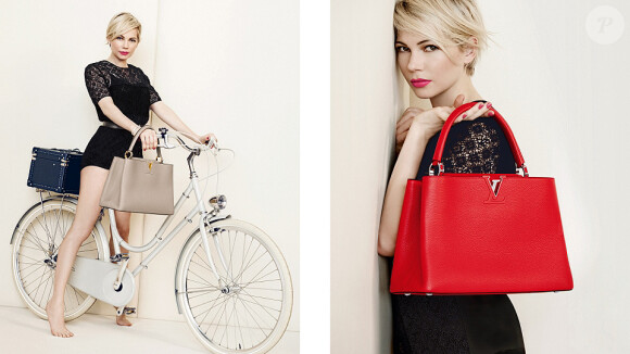 Michelle Williams, photographiée par Peter Lindbergh pour Louis Vuitton, porte le Capucines.