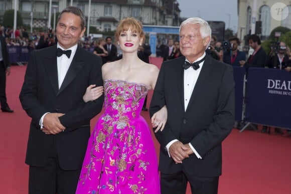 Bruno Barde, Jessica Chastain, Lionel Chouchan - Cérémonie d'ouverture du 40e Festival du cinéma américain de Deauville le 5 septembre 2014.