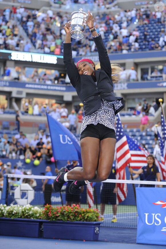 Serena Williams après sa victoire sur Caroline Wozniacki en finale de l'US Open à l'USTA Billie Jean King National Tennis Center de New York le 7 septembre 2014