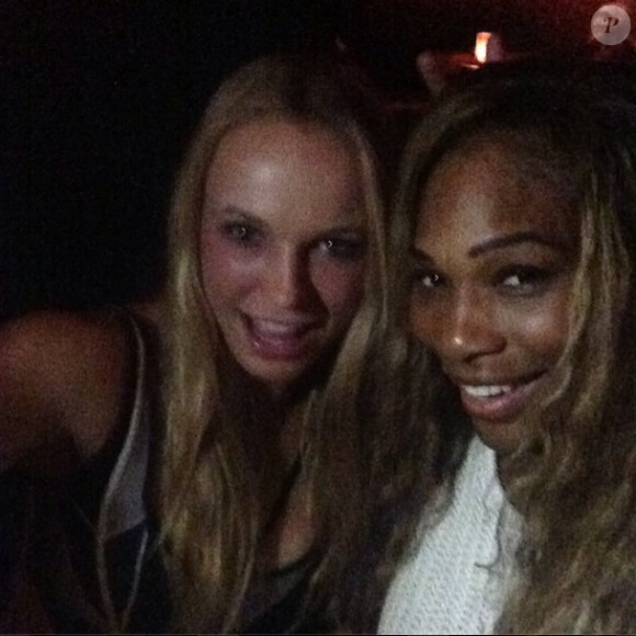 Serena Williams et Caroline WOzniacki ont célébré ensemble leur finale de l'US Open, le 7 septembre 2014 dans un établissement nocturne de New York