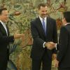 Le roi Felipe VI d'Espagne reçoit en audience le président de la République du Panama Juan Carlos Varela à la Zarzuela, à Madrid, le 8 septembre 2014
