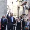 Le roi Felipe VI et la reine Letizia d'Espagne à Malaga le 5 septembre 2014 pour une visite du Musée Picasso et l'inauguration du XIXe Forum Spain-Etats-Unis.