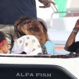 Beyoncé, Jay Z, leur fille Blue Ivy, Tina Knowles et Gloria Carter retournent sur leur yacht après avoir visité le musée Picasso. Antibes, le 9 septembre 2014.