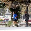 Nicolas Sarkozy en train de faire son jogging avec ses gardes du corps au jardin des Tuileries, le 10 septembre 2014, à Paris.