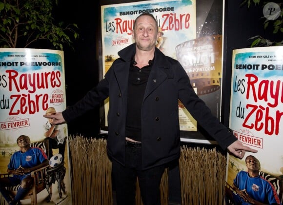 Benoit Poelvoorde assiste à l'avant-premiere du film "Les Rayures du zèbre" à Charleroi en Belgique le 30 janvier 2014