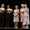La reine Margrethe II de Danemark et ses soeurs la reine Anne-Marie de Grèce et la princesse Benedikte de Danemark lors de la remise du prix Reine Ingrid au danseur Sebastian Haynes et au violoncelliste Toke Moldrup à Copenhague, le 15 septembre 2014.