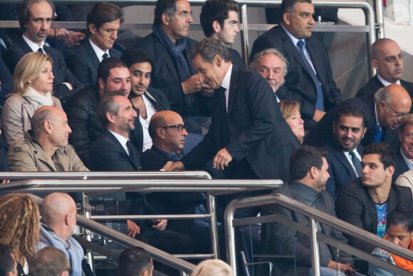 Nicolas Sarkozy - Nicolas Sarkozy assiste au match de football entre le Psg et Lyon au Parc des Princes à Paris le 21 septembre 2014.