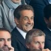 Jean-Michel Aulas, Nicolas Sarkozy, Nasser Al-Khelaïfi - Nicolas Sarkozy assiste au match de football entre le PSG et Lyon au Parc des Princes à Paris le 21 septembre 2014.