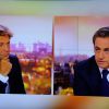 Captures écran de l'interview de Nicolas Sarkozy par Laurent Delahousse au journal télévisé de France 2 à Paris le 21 septembre 2014. 