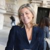 Claire Chazal arrive au Grand Palais pour assister au défilé Carven printemps-été 2015. Paris, le 25 septembre 2014.