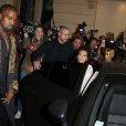 Kanye West et Kim Kardashian quittent l'Intercontinental à l'issue du défilé Balmain printemps-été 2015. Paris, le 25 septembre 2014.