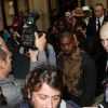 Kanye West et Kim Kardashian arrivent au Grand Hôtel de Paris pour assister au défilé Balmain printemps-été 2015. Paris, le 25 septembre 2014.