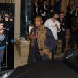 Kanye West quitte l'Intercontinental à l'issue du défilé Balmain printemps-été 2015. Paris, le 25 septembre 2014.