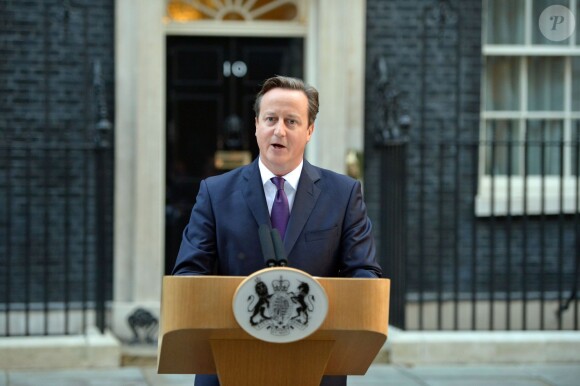 David Cameron commentant devant sa résidence du 10 Downing Street le 19 septembre 2014 l'issue du référendum sur l'indépendance de l'Ecosse.