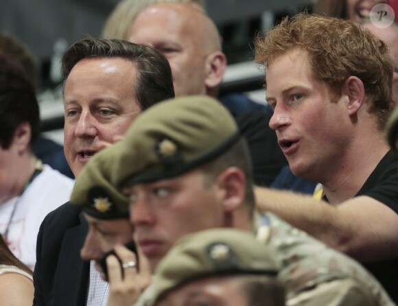 David Cameron avec le prince Harry lors des Invictus Games le 12 septembre 2014 à Londres.