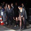 Kim Kardashian, Kanye West et leur fille North, de retour au Royal Monceau. Paris, le 28 septembre 2014.