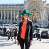 Ophélie Meunier arrive au Grand Palais pour assister au défilé Mugler printemps-été 2015. Paris, le 27 septembre 2014.