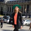 Ophélie Meunier arrive au Grand Palais pour assister au défilé Mugler printemps-été 2015. Paris, le 27 septembre 2014.