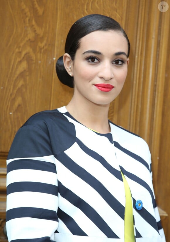 Camélia Jordana - Arrivées au défilé de mode "Jean-Charles de Castelbajac", collection prêt-à-porter printemps-été 2015 au Garage Lubeck à Paris.