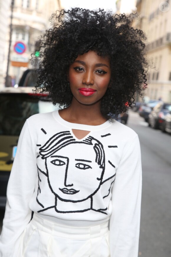 Ina Modja - Arrivées au défilé de mode "Jean-Charles de Castelbajac", collection prêt-à-porter printemps-été 2015 au Garage Lubeck à Paris.