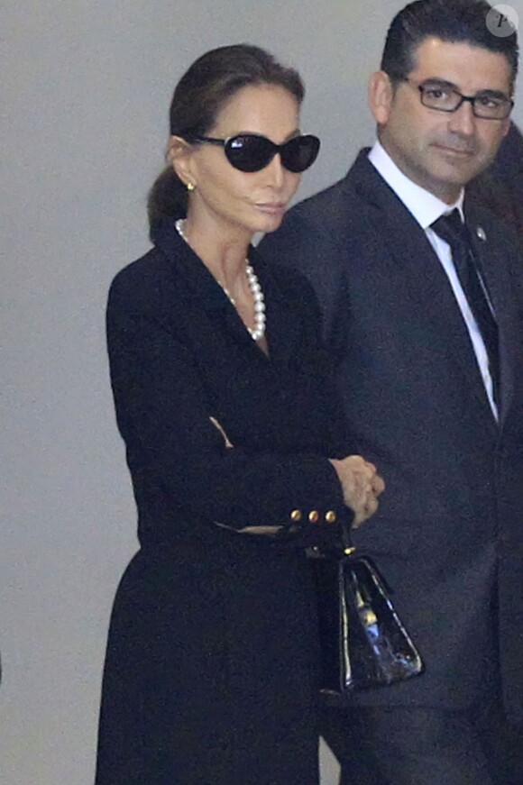 Isabel Preysler - Obsèques de l'ancien ministre de l'économie espagnol Miguel Boyer, le mari d'Isabel Preysler, à Madrid le 30 septembre 2014