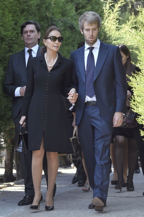 Isabel Preysler - Obsèques de l'ancien ministre de l'économie espagnol Miguel Boyer, le mari d'Isabel Preysler, à Madrid le 30 septembre 2014
