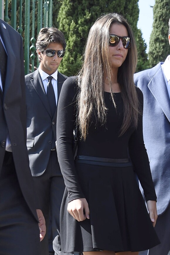 Ana Boyer et le joueur de tennis Fernando Verdasco - Obsèques de l'ancien ministre de l'économie espagnol Miguel Boyer, le mari d'Isabel Preysler, à Madrid le 30 septembre 2014