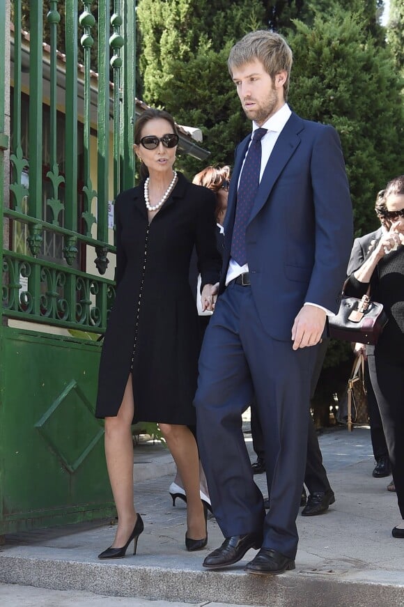 Isabel Preysler -- Obsèques de l'ancien ministre de l'économie espagnol Miguel Boyer, le mari d'Isabel Preysler, à Madrid le 30 septembre 2014