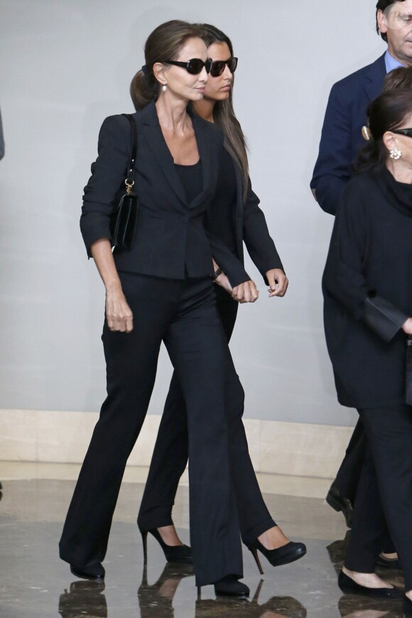Isabel Preysler et Ana Boyer - Obsèques de l'ancien ministre de l'économie espagnol Miguel Boyer, le mari d'Isabel Preysler, à Madrid le 30 septembre 2014