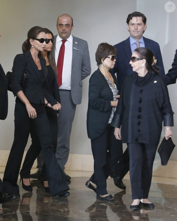 Isabel Preysler, Ana Boyer et Beatriz Arrastia Reinares - Obsèques de l'ancien ministre de l'économie espagnol Miguel Boyer, le mari d'Isabel Preysler, à Madrid le 30 septembre 2014