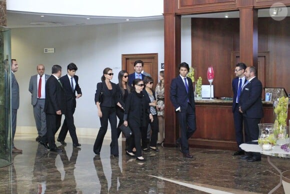 Isabel Preysler, Ana Boyer et Beatriz Arrastia Reinares - Obsèques de l'ancien ministre de l'économie espagnol Miguel Boyer, le mari d'Isabel Preysler, à Madrid le 30 septembre 2014