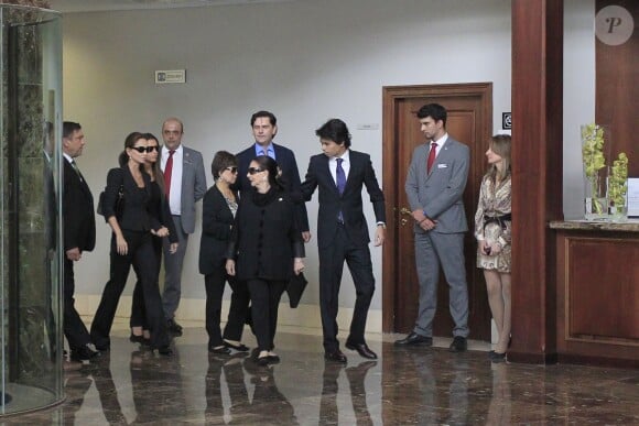 Isabel Preysler, Ana Boyer et Beatriz Arrastia Reinares - Obsèques de l'ancien ministre de l'économie espagnol Miguel Boyer, le mari d'Isabel Preysler, à Madrid le 30 septembre 2014