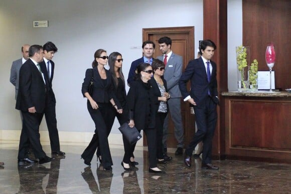 Isabel Preysler, Ana Boyer et Beatriz Arrastia Reinares - Obsèques de l'ancien ministre de l'économie espagnol Miguel Boyer, le mari d'Isabel Preysler, à Madrid le 30 septembre 2014