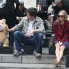 Amanda Seyfried et Mark Wahlberg sur le tournage de "Ted 2" à New York, le 7 octobre 2014.