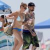 Exclusif - Cameron Diaz et son petit-ami Benji Madden à la plage en Floride, le 3 juillet 2014.