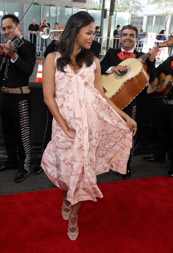 Zoe Saldana (enceinte) - Première du film "The Book of Life" à Los Angeles le 12 octobre 2014.