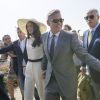 George Clooney et sa femme Amal Alamuddin quittent Venise, le 29 septembre 2014 après leur mariage. 