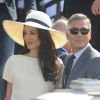 George Clooney et sa femme Amal Alamuddin à Venise, le 29 septembre 2014.