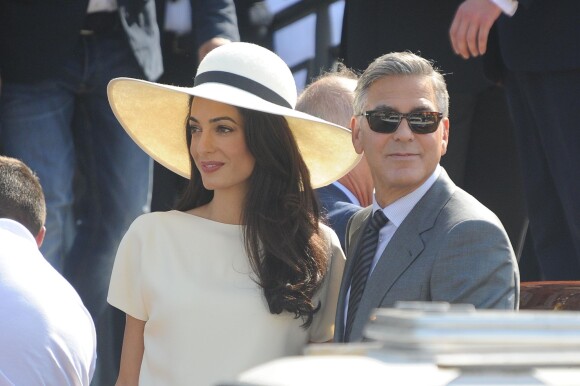 George Clooney et sa femme Amal Alamuddin à Venise, le 29 septembre 2014.