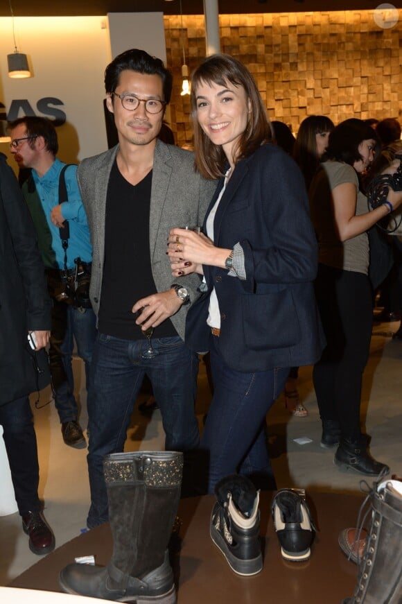 Frédéric Chau et sa compagne Romane Portailand à l'inauguration de la boutique "Pataugas" à Paris le 14 octobre 2014