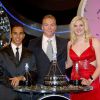 Sir Chris Hoy, son dauphin Lewis Hamilton et Rebecca Adlington, troisième, lors des BBC Sports Personality Of The Year à l'Echo Arena de Liverpool, le 14 décembre 2008