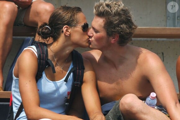 Laure Manaudou et son ex-compagnon Pierre Henri lors des championnats d'Europe à Budapest, le 31 juillet 2006