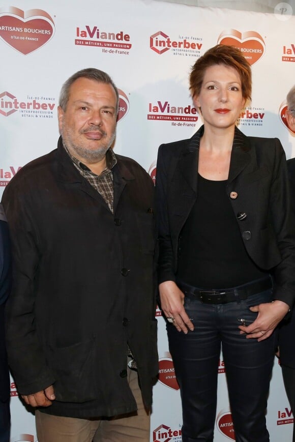 Natacha Polony avec son compagnon Perico Legasse. Les Artisans Bouchers de la région Ile-de-France organisaient le 16 octobre 2014 leur 3e Pot-au-feu des célébrités, au restaurant Le Louchebem, à Paris. Photo Alain Guizard/BestImage.